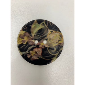 13634 Painted Floral Coconut Shell Button 40mm Black Background 