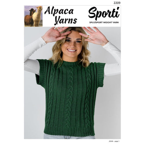 2209 Cabled Slipover Top Sporti 5ply Knitting Pattern 