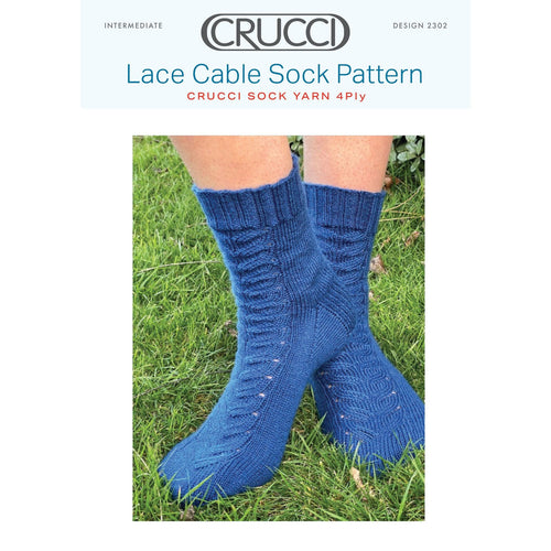 2302 Crucci Lace Cable Sock 4ply Knitting Pattern 