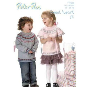 8Ply / DK Patterns for Babies & Children P1123 Sweet Heart Yoked Sweaters (51cm to 66cm)