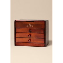 Load image into Gallery viewer, DMC Vintage Wooden Chest with 120 DMC threads