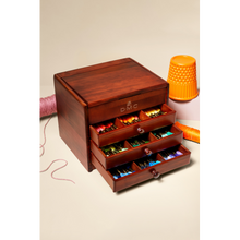 Load image into Gallery viewer, DMC Vintage Wooden Chest with 120 DMC threads