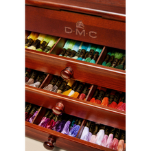 Load image into Gallery viewer, DMC Vintage Wooden Chest with 120 DMC threads