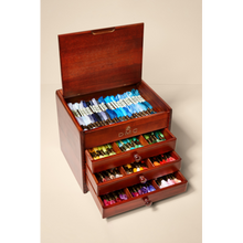 Load image into Gallery viewer, DMC Vintage Wooden Chest with 120 DMC threads