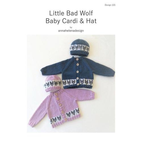 123 Little Bad Wolf Baby Cardi and Hat Set 4Ply Knitting Pattern 