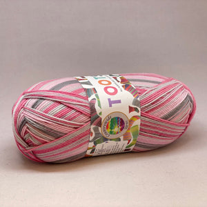 Tootsies 4ply Fine Merino Sock Yarn 455 Pink + Grey 
