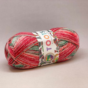 Tootsies 4ply Fine Merino Sock Yarn 461 Red + Green 