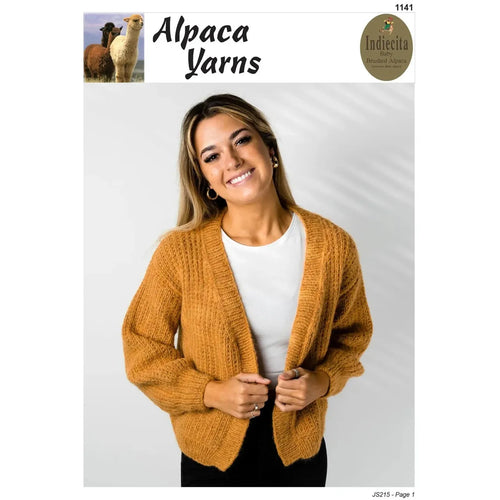 1141 Mock Rib Cardigan 14ply Knitting Pattern 