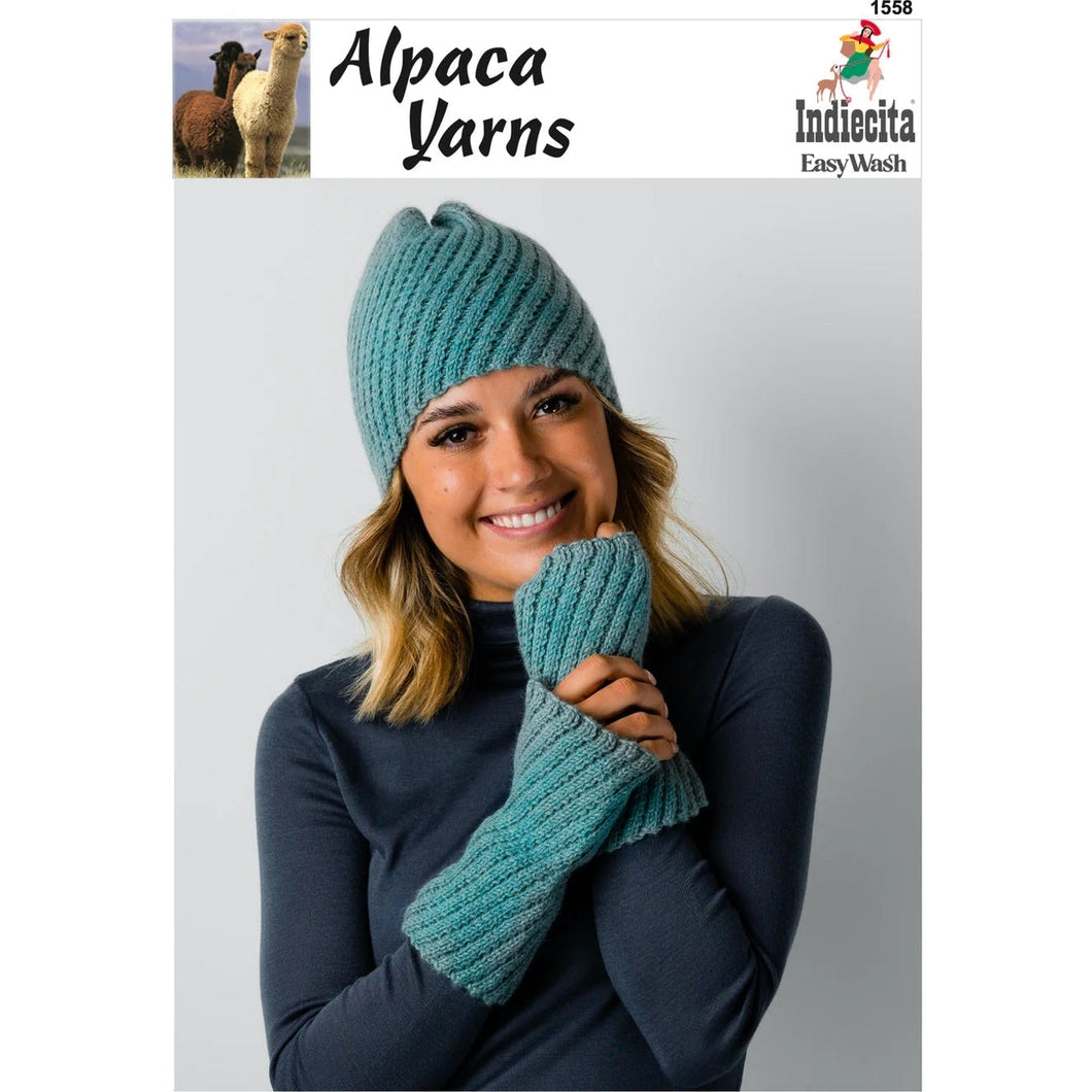 1558 Spiral Beanie and Mitts DK 8ply Knitting Pattern at Knitnstitch