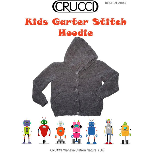 2003 Kids Garter Stitch Hoodie DK Knitting Pattern 