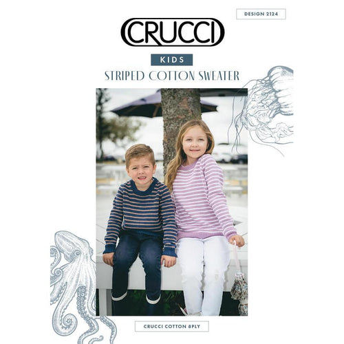 2124 Kids Striped Raglan Cotton Sweater Knitting Pattern 
