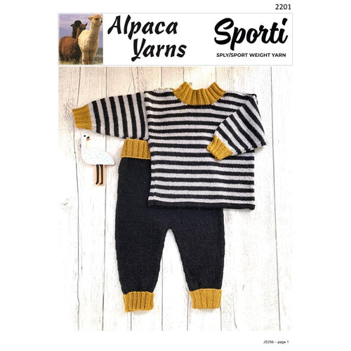 2201 Baby Toddler Striped Jumper and Pants Sporti 5ply Knitting Pattern 