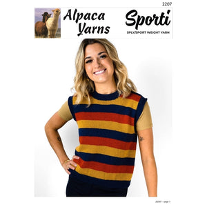 2207 Striped Vest Sporti 5ply Knitting Pattern 