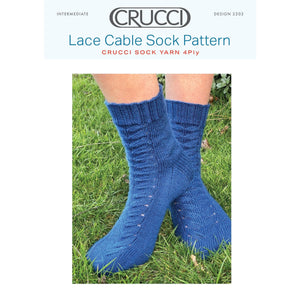 2302 Crucci Lace Cable Sock 4ply Knitting Pattern 