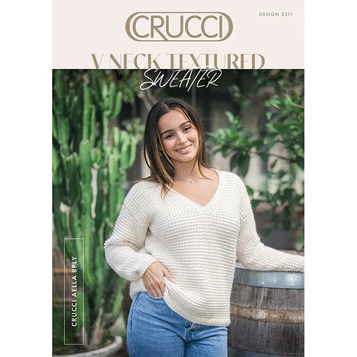 2311 V Neck Textured Sweater 8Ply Knitting Pattern 