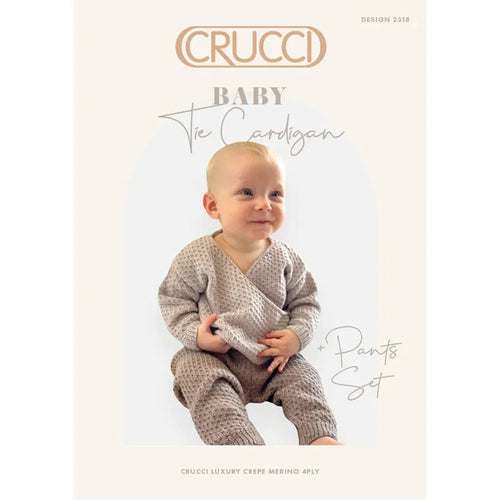 2318 Baby Tie Cardigan & Pants Set Knitting Pattern 