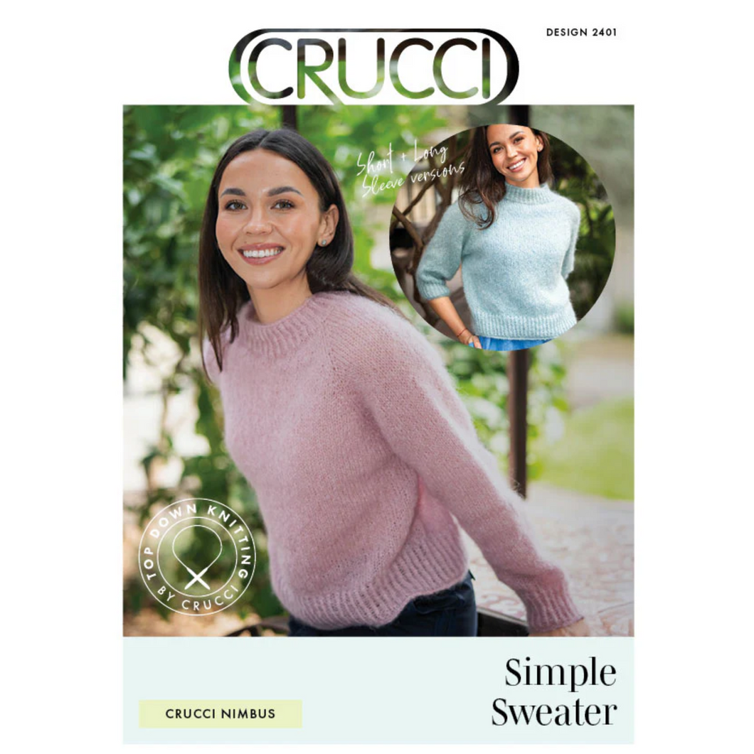 2401 Crucci Nimbus Simple Top-Down Sweater Knitting Pattern 