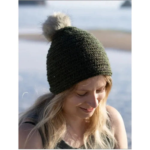 2633 Crocheted Pom Pom Beanie Worsted 10ply Pattern 