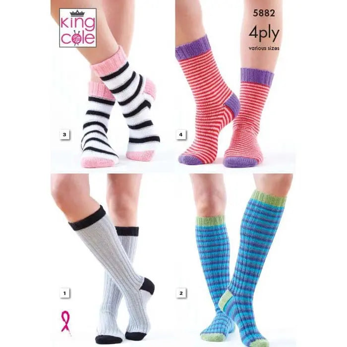 5882 4ply Kids Cotton Socks Knitting Pattern 