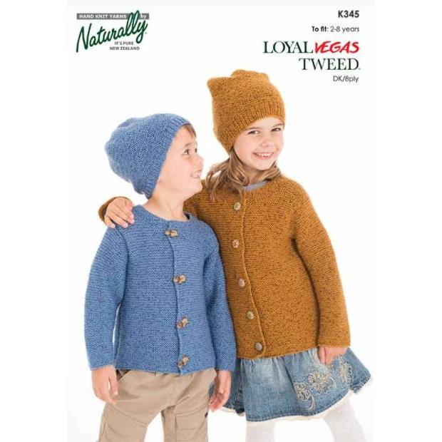 8Ply / DK Patterns for Babies & Children K345 Unisex Cardigan & Beanie (2 - 8 years)