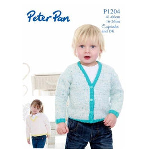 8Ply / DK Patterns for Babies & Children P1204 Cardigan & V-neck Sweater (46cm to 61cm)