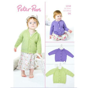 8Ply / DK Patterns for Babies & Children P1210 Round &  V-Neck Cardigans (31cm to 51cm)