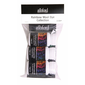 Ashford Wool Dye Pots Sampler Collections Rainbow Collection of 3 x 10g Scarlet, Blue and Yellow