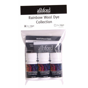 Ashford Wool Dye Pots Sampler Collections Rainbow Collection of 3 x 50g Scarlet, Blue and Yellow