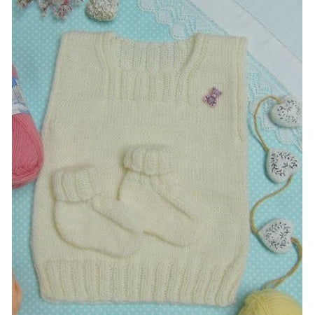 Baby Singlet and Booties 4ply Knitting Pattern 