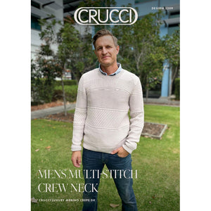 Crucci Men's Multi-stitch Crew Neck Jumper DK Knitting Pattern 