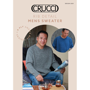 Crucci Men's Sweater with Ribbed Detail Pattern for DK 8Ply and 12Ply Chunky Yarns 