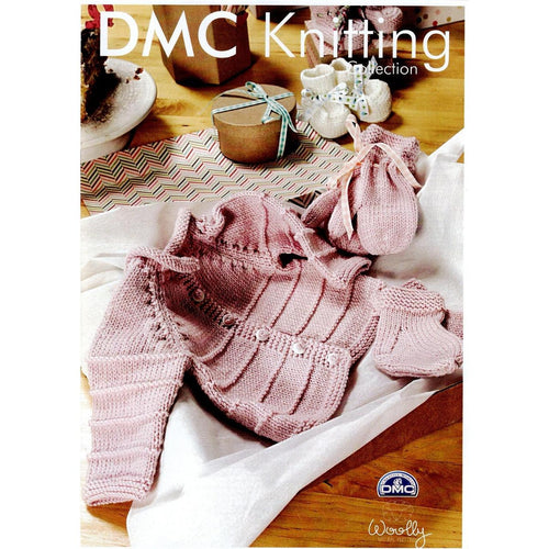DMC Baby Cardigan, Mittens and Bootees DK Knitting Pattern 