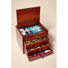 Load image into Gallery viewer, DMC Vintage Wooden Chest with 120 DMC threads 
