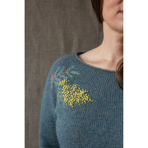 Mimosa garland embroidery motif