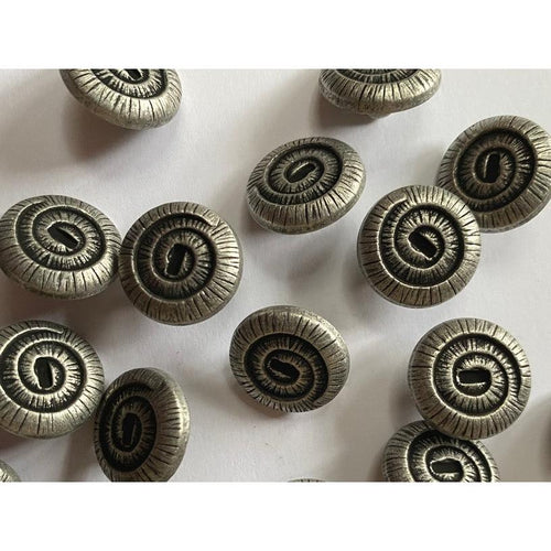 Faux Aged Silver Metal Button with Shank 16mm 