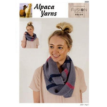 Load image into Gallery viewer, Garment and Accessory Patterns for Fusion Sulco Yarn 2425 - Lace Insert 3-Colour Cowl
