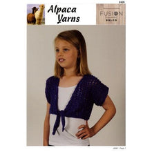 Load image into Gallery viewer, Garment and Accessory Patterns for Fusion Sulco Yarn 2426 - Girl&#39;s Crochet Bolero
