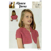 Load image into Gallery viewer, Garment and Accessory Patterns for Fusion Sulco Yarn 2427 - Girl's Crochet Bolero 
