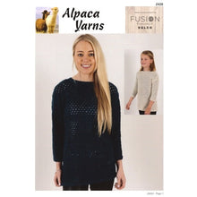 Load image into Gallery viewer, Garment and Accessory Patterns for Fusion Sulco Yarn 2428 Eyelet Sweater (Children to Adult Size) 
