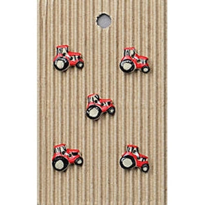 Handmade Ceramic Buttons L539 Small Red Tractors 
