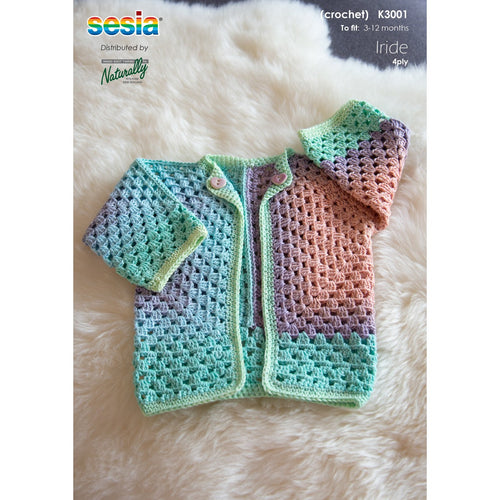 K3001 Babies Little Granny Hexagon Cardigan Crochet Pattern 