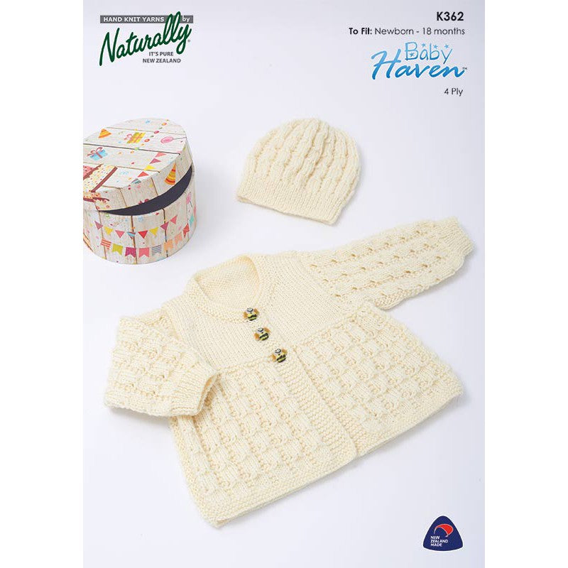 K362 Baby Jacket and Hat 4ply Knitting Pattern 