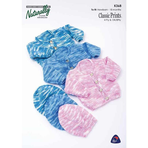 K368 Cardigan & Hat (newborn to 18 months) 4ply & DK Knitting Pattern 