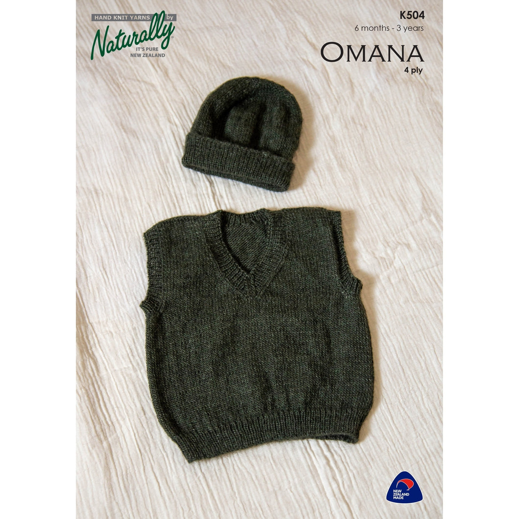 K504 Baby V-Neck Vest and Hat Set 4ply Knitting Pattern 