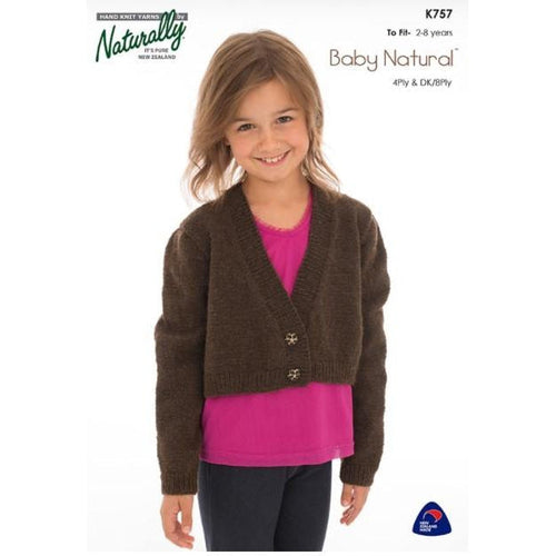 K757 Kids Cropped Jacket 4Ply and DK Knitting Pattern (2 - 8 years) 