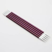 Load image into Gallery viewer, KnitPro Zing Double Pointed Needles 15cm 6mm Purple Velvet 
