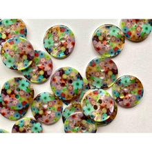 Load image into Gallery viewer, Multi colour floral Shell Buttons 15mm 
