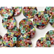 Load image into Gallery viewer, Multi colour floral Shell Buttons 22mm 
