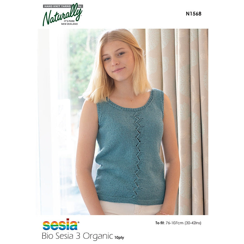 N1568 Zig Zag Lace Panel Top 10ply Cotton Knitting Pattern 
