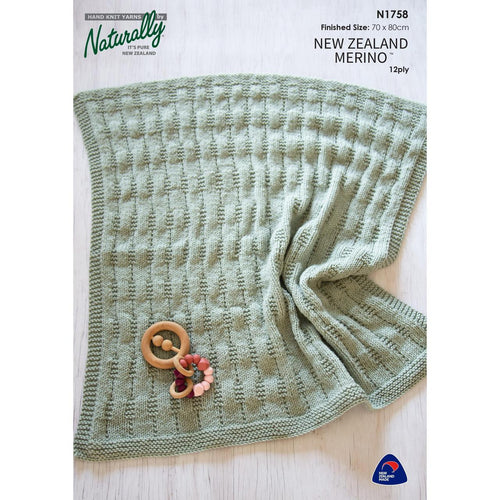 N1758 Textured Baby Pram Blanket Pattern 12 ply 